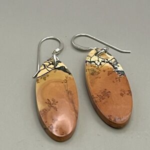 Tan and Brown Maligano Gemstone Earrings with Organic Design